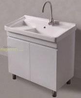 陶瓷洗衣槽+不鏽鋼櫃體 W80*D46*H85cm